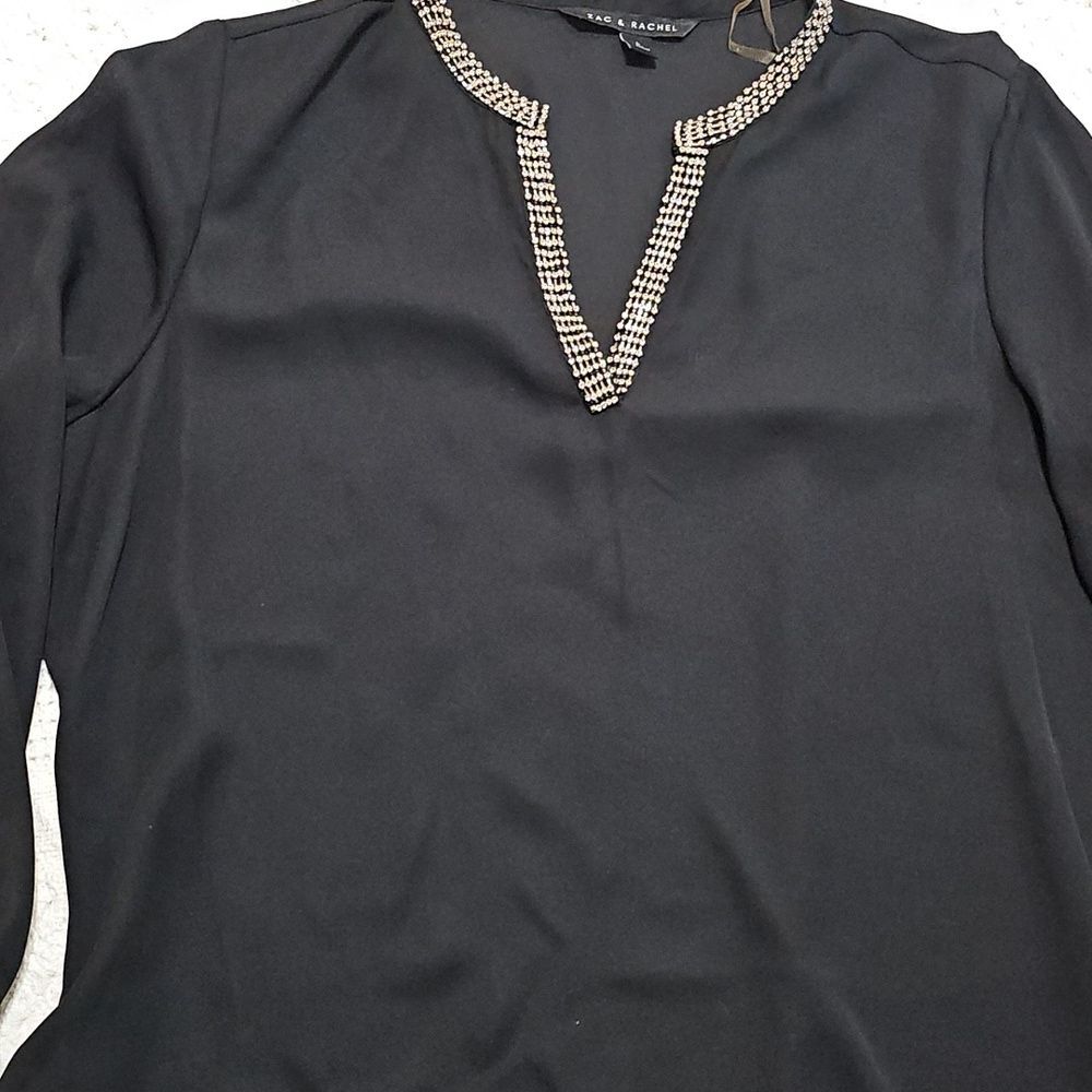 Zac & Rachel Black Blouse with Beaded Neckline